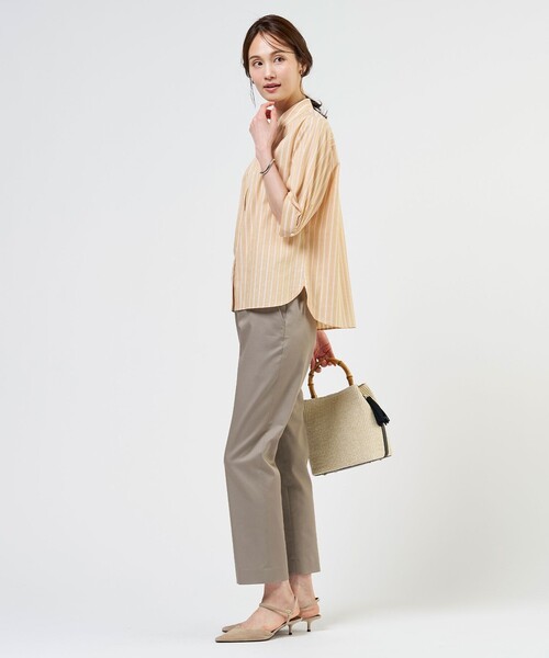 J.PRESS(ジェイプレス)の「【シーンレスに活躍】セルロースカラミストライプ シャツ ブラウス(シャツ/ブラウス・レディース・ホワイト系1/オレンジ系1/スカイブルー系1/ネイビー系1・11/9)」の7枚目の写真