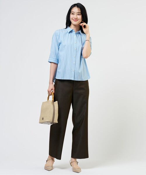 J.PRESS(ジェイプレス)の「【シーンレスに活躍】セルロースカラミストライプ シャツ ブラウス(シャツ/ブラウス・レディース・ホワイト系1/オレンジ系1/スカイブルー系1/ネイビー系1・11/9)」の8枚目の写真