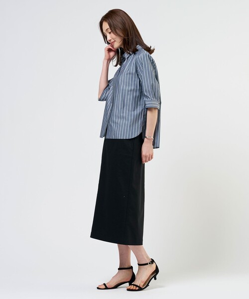 J.PRESS(ジェイプレス)の「【シーンレスに活躍】セルロースカラミストライプ シャツ ブラウス(シャツ/ブラウス・レディース・ホワイト系1/オレンジ系1/スカイブルー系1/ネイビー系1・11/9)」の10枚目の写真
