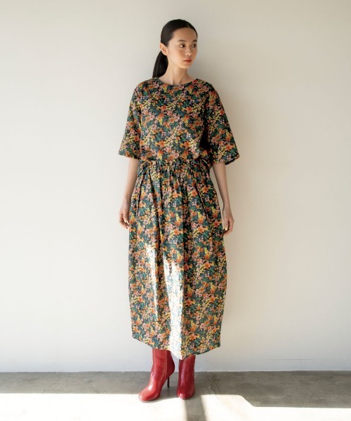 mensha!(メンシャ)の「mensha! ヴィンテージライクな 花柄ガーゼコクーンスカート(スカート・レディース・ブルー系その他/ブラック系その他/ホワイト系その他・L/LL/3L/M)」の5枚目の写真