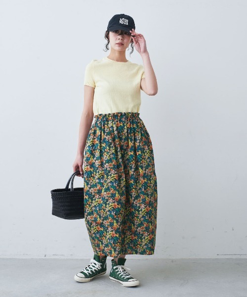 mensha!(メンシャ)の「mensha! ヴィンテージライクな 花柄ガーゼコクーンスカート(スカート・レディース・ブルー系その他/ブラック系その他/ホワイト系その他・L/LL/3L/M)」の10枚目の写真