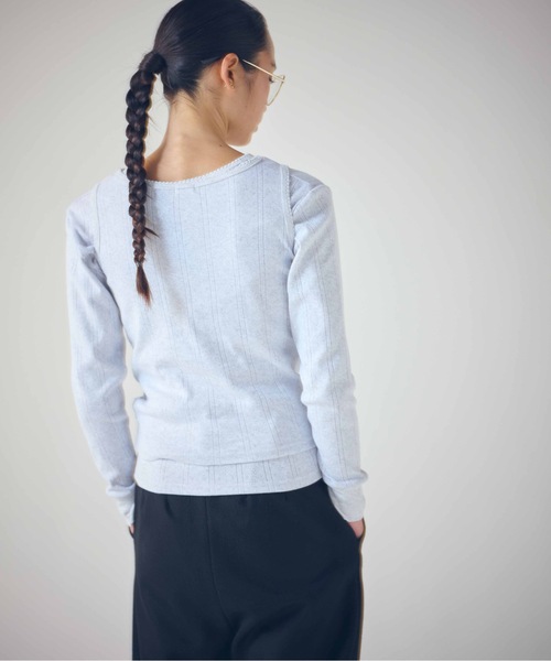 SEA（シー）の「アイレットリブ Vネック ヘンリー L/S TEE（カーディガン/ボレロ・レディース・グレー/ピンク/ホワイト/ブルー・ONE SIZE）」の5枚目の写真