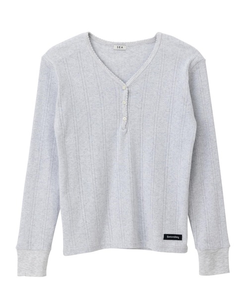 SEA（シー）の「アイレットリブ Vネック ヘンリー L/S TEE（カーディガン/ボレロ・レディース・グレー/ピンク/ホワイト/ブルー・ONE SIZE）」の14枚目の写真