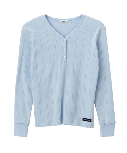 SEA（シー）の「アイレットリブ Vネック ヘンリー L/S TEE（カーディガン/ボレロ・レディース・グレー/ピンク/ホワイト/ブルー・ONE SIZE）」の16枚目の写真