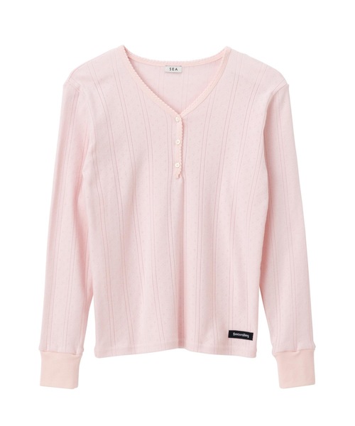 SEA（シー）の「アイレットリブ Vネック ヘンリー L/S TEE（カーディガン/ボレロ・レディース・グレー/ピンク/ホワイト/ブルー・ONE SIZE）」の17枚目の写真