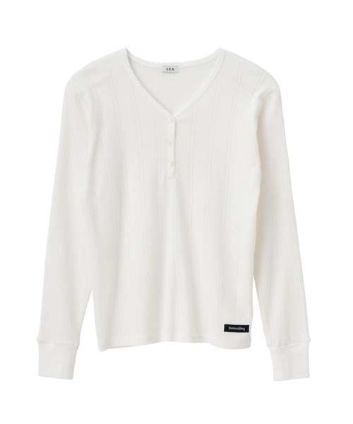 SEA（シー）の「アイレットリブ Vネック ヘンリー L/S TEE（カーディガン/ボレロ・レディース・グレー/ピンク/ホワイト/ブルー・ONE SIZE）」の18枚目の写真