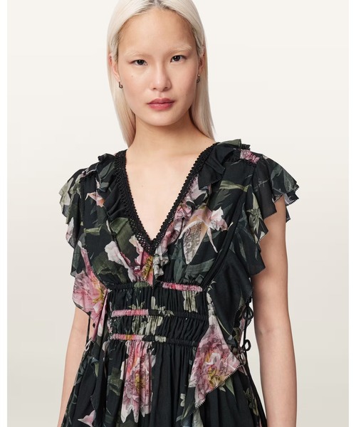 ALLSAINTS（オールセインツ）の「CANTO PRINTED RUFFLE TIERED TOP | CANTO プリント フリル ティアード トップ（その他トップス・レディース・ブラック系その他・4/6/8）」の2枚目の写真