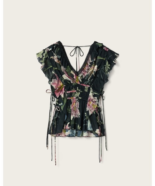 ALLSAINTS（オールセインツ）の「CANTO PRINTED RUFFLE TIERED TOP | CANTO プリント フリル ティアード トップ（その他トップス・レディース・ブラック系その他・4/6/8）」の6枚目の写真