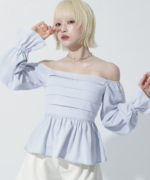 ANAP(アナップ)の「2WAY ペプラム シアーブラウス(その他トップス・レディース・ホワイト/ライトブルー/ブラック・F)」の3枚目の写真