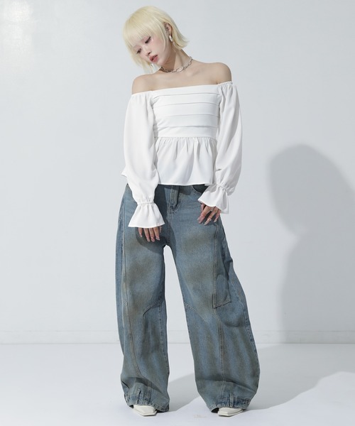 ANAP(アナップ)の「2WAY ペプラム シアーブラウス(その他トップス・レディース・ホワイト/ライトブルー/ブラック・F)」の7枚目の写真