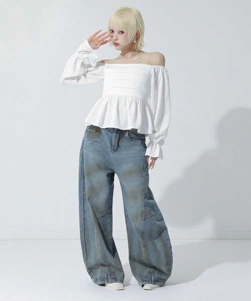 ANAP(アナップ)の「2WAY ペプラム シアーブラウス(その他トップス・レディース・ホワイト/ライトブルー/ブラック・F)」の8枚目の写真