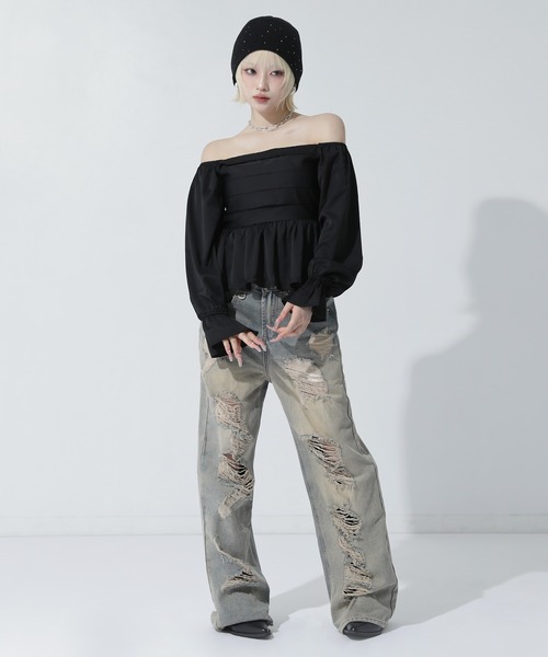 ANAP(アナップ)の「2WAY ペプラム シアーブラウス(その他トップス・レディース・ホワイト/ライトブルー/ブラック・F)」の12枚目の写真