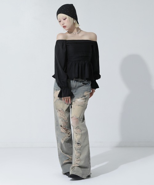 ANAP(アナップ)の「2WAY ペプラム シアーブラウス(その他トップス・レディース・ホワイト/ライトブルー/ブラック・F)」の13枚目の写真