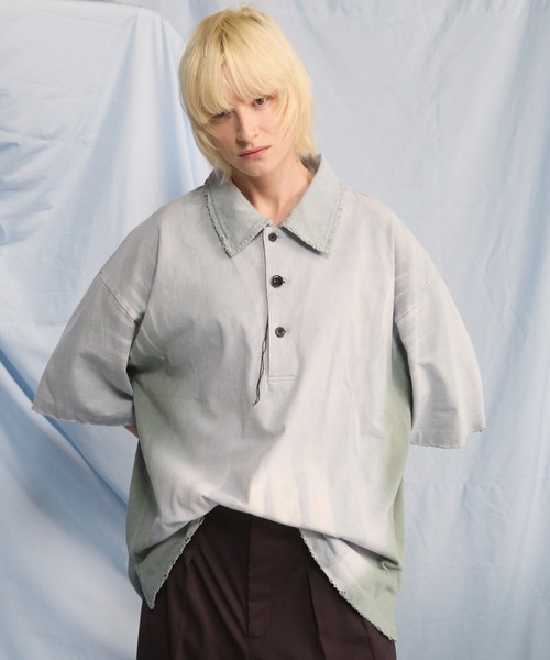 MAISON SPECIAL(メゾンスペシャル)の「《UNISEX》Sunburn Processing Prime-Over Short-sleeved Polo Shirt/サンバーンプロセシングプライムオーバーショートスリーブポロシャツ【MAISON SPECIAL/メゾンスペシャル】(ポロシャツ・メンズ・ブラック/ライトブルー/グレー・0/1/2)」の1枚目の写真