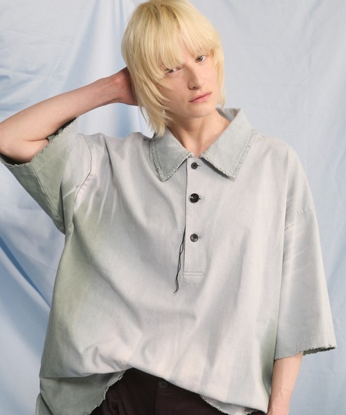 MAISON SPECIAL(メゾンスペシャル)の「《UNISEX》Sunburn Processing Prime-Over Short-sleeved Polo Shirt/サンバーンプロセシングプライムオーバーショートスリーブポロシャツ【MAISON SPECIAL/メゾンスペシャル】(ポロシャツ・メンズ・ブラック/ライトブルー/グレー・0/1/2)」の6枚目の写真