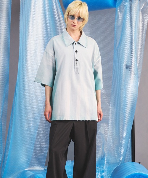 MAISON SPECIAL(メゾンスペシャル)の「《UNISEX》Sunburn Processing Prime-Over Short-sleeved Polo Shirt/サンバーンプロセシングプライムオーバーショートスリーブポロシャツ【MAISON SPECIAL/メゾンスペシャル】(ポロシャツ・メンズ・ブラック/ライトブルー/グレー・0/1/2)」の10枚目の写真
