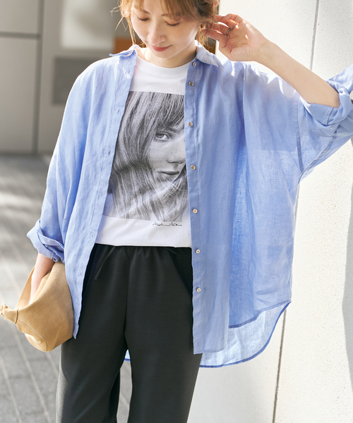Spick & Span(スピックアンドスパン)の「《全15色 / 追加3》 80リネンカシュクール ビッグシャツ(シャツ/ブラウス・レディース・その他12/その他7/ベージュ系その他/ホワイト/サックスブルー・FREE)」の10枚目の写真