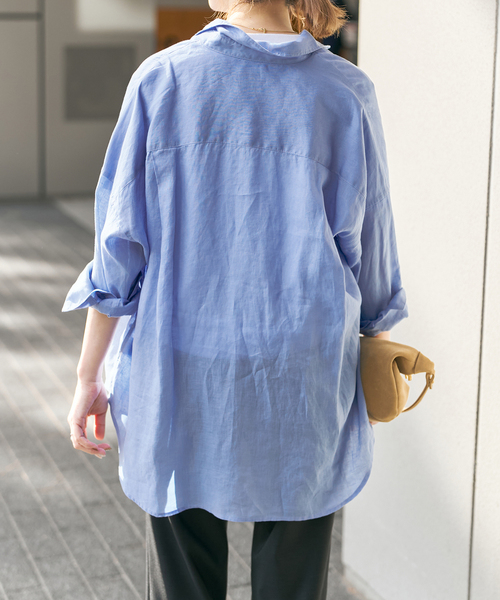 Spick & Span(スピックアンドスパン)の「《全15色 / 追加3》 80リネンカシュクール ビッグシャツ(シャツ/ブラウス・レディース・その他12/その他7/ベージュ系その他/ホワイト/サックスブルー・FREE)」の12枚目の写真