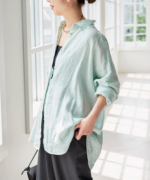 Spick & Span(スピックアンドスパン)の「《全15色 / 追加3》 80リネンカシュクール ビッグシャツ(シャツ/ブラウス・レディース・その他12/その他7/ベージュ系その他/ホワイト/サックスブルー・FREE)」の16枚目の写真