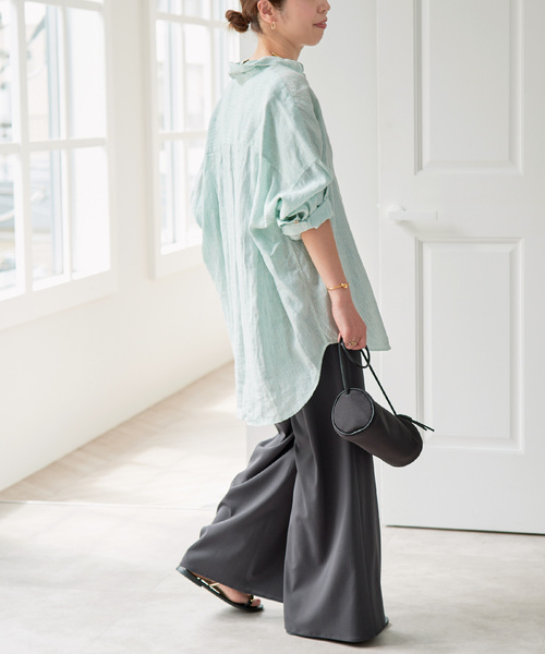 Spick & Span(スピックアンドスパン)の「《全15色 / 追加3》 80リネンカシュクール ビッグシャツ(シャツ/ブラウス・レディース・その他12/その他7/ベージュ系その他/ホワイト/サックスブルー・FREE)」の19枚目の写真