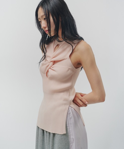 THINGS THAT MATTER（シングス ザット マター）の「TWIST KNIT TANK TOP / ツイスト ニット タンク トップ（タンクトップ・レディース・ブラック/イエロー/グリーン/ピンク・FREE）」の7枚目の写真