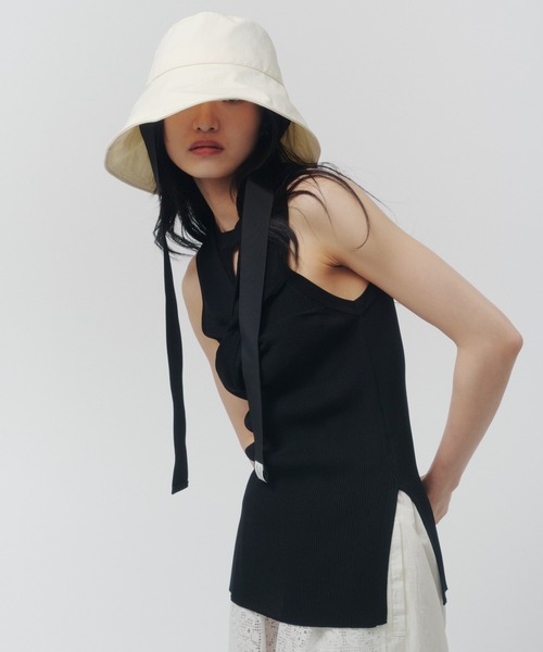 THINGS THAT MATTER（シングス ザット マター）の「TWIST KNIT TANK TOP / ツイスト ニット タンク トップ（タンクトップ・レディース・ブラック/イエロー/グリーン/ピンク・FREE）」の9枚目の写真
