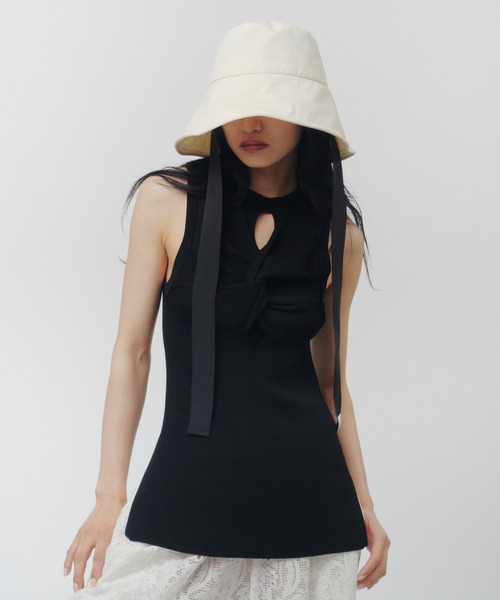 THINGS THAT MATTER（シングス ザット マター）の「TWIST KNIT TANK TOP / ツイスト ニット タンク トップ（タンクトップ・レディース・ブラック/イエロー/グリーン/ピンク・FREE）」の10枚目の写真
