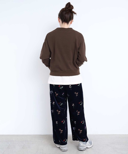 l'atelier du savon(アトリエドサボン)の「秋の草花 ベロア刺繍パンツ(その他パンツ・レディース・ネイビー/ブラウン・FREE)」の4枚目の写真