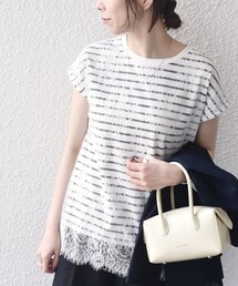 SHIPS Colors（シップス カラーズ）の「SHIPS Colors:〈手洗い可能〉フリンジ レース レイヤード TEE（Tシャツ/カットソー）」