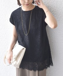 SHIPS Colors:〈手洗い可能〉フリンジ レース レイヤード TEE