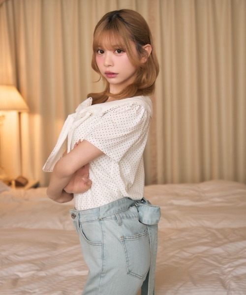 TITTY&CO.(ティティーアンドコー)の「ドットセーラーカラートップス(シャツ/ブラウス・レディース・ブラック/アイボリー・FREE)」の22枚目の写真