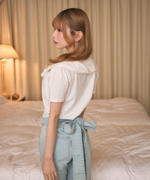 TITTY&CO.(ティティーアンドコー)の「ドットセーラーカラートップス(シャツ/ブラウス・レディース・ブラック/アイボリー・FREE)」の20枚目の写真