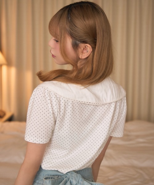 TITTY&CO.(ティティーアンドコー)の「ドットセーラーカラートップス(シャツ/ブラウス・レディース・ブラック/アイボリー・FREE)」の15枚目の写真