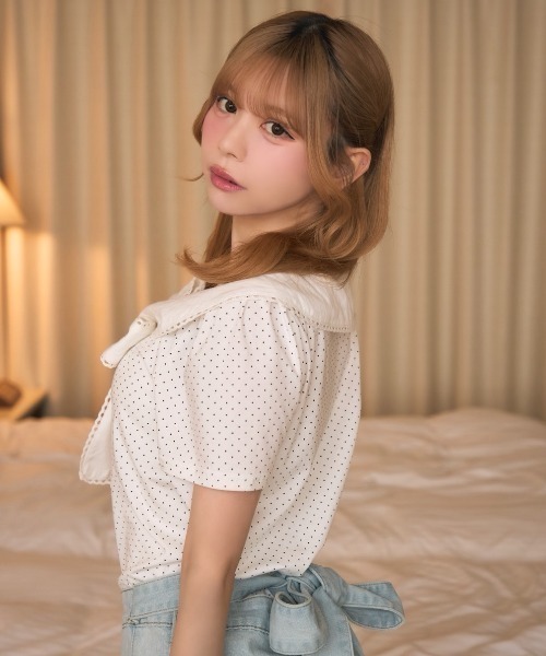 TITTY&CO.(ティティーアンドコー)の「ドットセーラーカラートップス(シャツ/ブラウス・レディース・ブラック/アイボリー・FREE)」の16枚目の写真