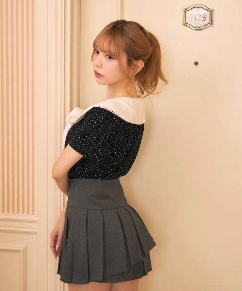 TITTY&CO.(ティティーアンドコー)の「ドットセーラーカラートップス(シャツ/ブラウス・レディース・ブラック/アイボリー・FREE)」の10枚目の写真