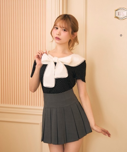 TITTY&CO.(ティティーアンドコー)の「ドットセーラーカラートップス(シャツ/ブラウス・レディース・ブラック/アイボリー・FREE)」の4枚目の写真