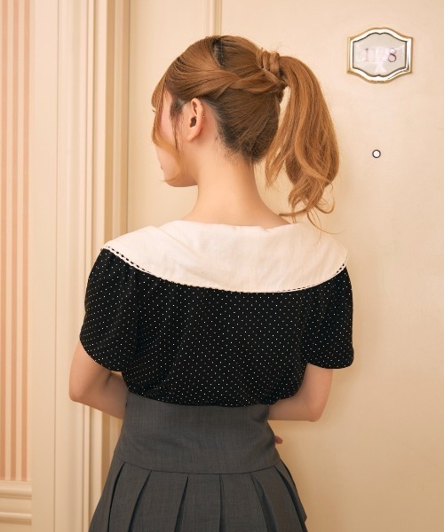 TITTY&CO.(ティティーアンドコー)の「ドットセーラーカラートップス(シャツ/ブラウス・レディース・ブラック/アイボリー・FREE)」の8枚目の写真