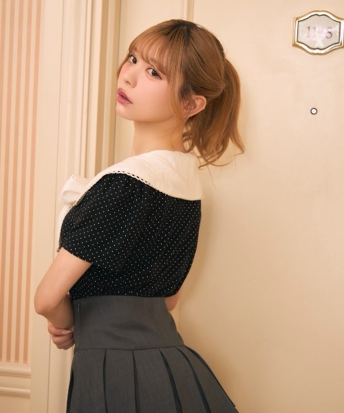 TITTY&CO.(ティティーアンドコー)の「ドットセーラーカラートップス(シャツ/ブラウス・レディース・ブラック/アイボリー・FREE)」の11枚目の写真