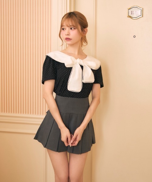 TITTY&CO.(ティティーアンドコー)の「ドットセーラーカラートップス(シャツ/ブラウス・レディース・ブラック/アイボリー・FREE)」の7枚目の写真