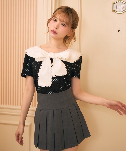 TITTY&CO.(ティティーアンドコー)の「ドットセーラーカラートップス(シャツ/ブラウス・レディース・ブラック/アイボリー・FREE)」の6枚目の写真