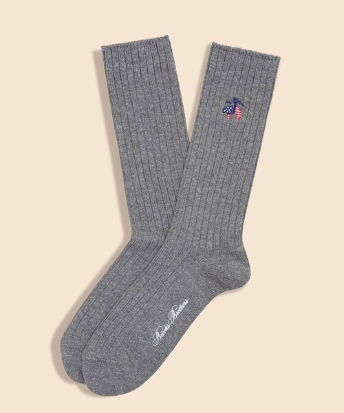 BROOKS BROTHERS（ブルックスブラザーズ）の「【アメリカ建国250th記念】 コットンブレンド　星条旗GFロゴ　クルーソックス（ソックス/靴下・メンズ・グレー/ネイビー/ホワイト・ONE SIZE）」の3枚目の写真