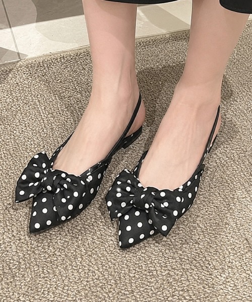 HALEY PESCA(ヘーリーペスカ)の「HALEY PESCA/【全4柄】 ビッグリボン ポインテッドトゥ ミュールヒールパンプス(パンプス・レディース・ブラック系その他/ブラック/ブラック系その他3/ブラック系その他2・36/38/40)」の3枚目の写真