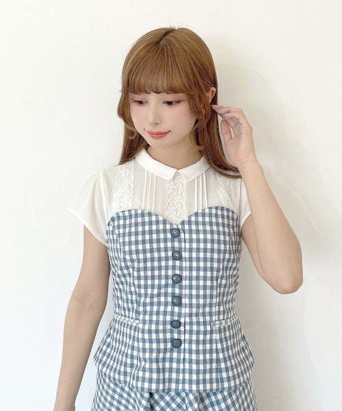 F i.n.t(フィント)の「ギンガムチェックビスチェレイヤード風ワンピース/fint フィント(ワンピース・レディース・ブラック×ホワイト/ホワイト×ブルー・FREE)」の11枚目の写真