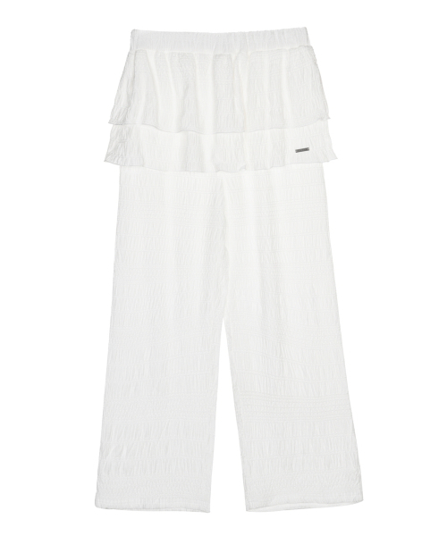NICK&NICOLE(ニックアンドニコール)の「LACE RUFFLE SKIRT PANTS_IVORY(スウェットパンツ・レディース・その他・FREE)」の1枚目の写真