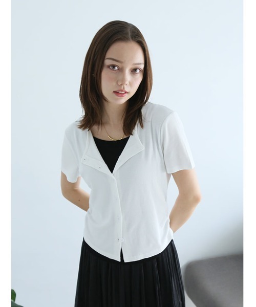 fifth(フィフス)の「レイヤード風ギャザートップス(Tシャツ/カットソー・レディース・ブラック/ホワイト/ライトブルー・M)」の14枚目の写真
