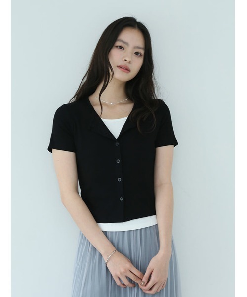 fifth(フィフス)の「レイヤード風ギャザートップス(Tシャツ/カットソー・レディース・ブラック/ホワイト/ライトブルー・M)」の6枚目の写真