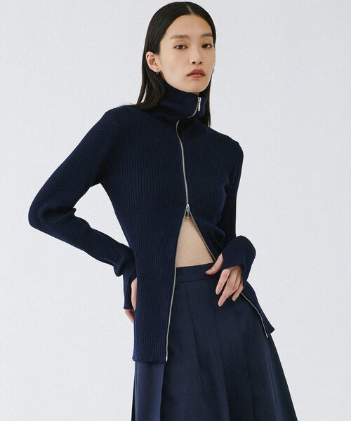 UNFORM（アンフォーム）の「【2026AW Debut】【UNFORM】カシミヤ混ジップリブニット（ニット/セーター・レディース・ネイビー/ブラック/チャコールグレー/アイボリー・FREE）」の4枚目の写真