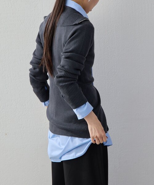 UNFORM（アンフォーム）の「【2026AW Debut】【UNFORM】カシミヤ混ジップリブニット（ニット/セーター・レディース・ネイビー/ブラック/チャコールグレー/アイボリー・FREE）」の20枚目の写真