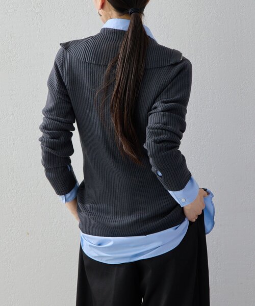 UNFORM（アンフォーム）の「【2026AW Debut】【UNFORM】カシミヤ混ジップリブニット（ニット/セーター・レディース・ネイビー/ブラック/チャコールグレー/アイボリー・FREE）」の21枚目の写真