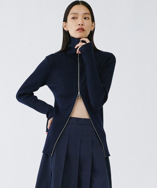 UNFORM（アンフォーム）の「【2026AW Debut】【UNFORM】カシミヤ混ジップリブニット（ニット/セーター・レディース・ネイビー/ブラック/チャコールグレー/アイボリー・FREE）」の14枚目の写真